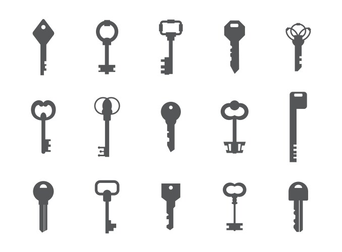 key silhouettes antique and modern graphic vector image