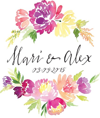 Watercolor Floral Greeting Card Vector Image