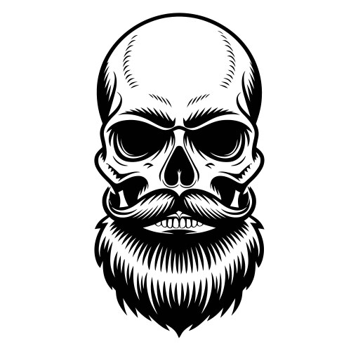 Bearded skull with mustache in vintage tattoo Vector Image