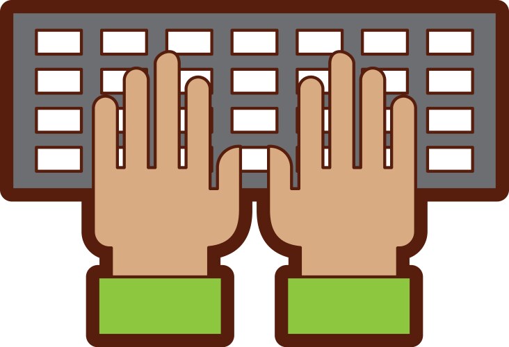 Computer keyboard with hands user vektorbild