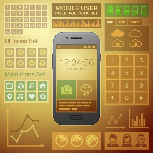 flat mobile ui user interface design elements kit vector