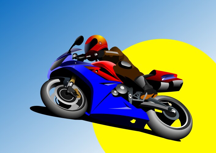 Motorcycle on the blue sky background biker Vector Image