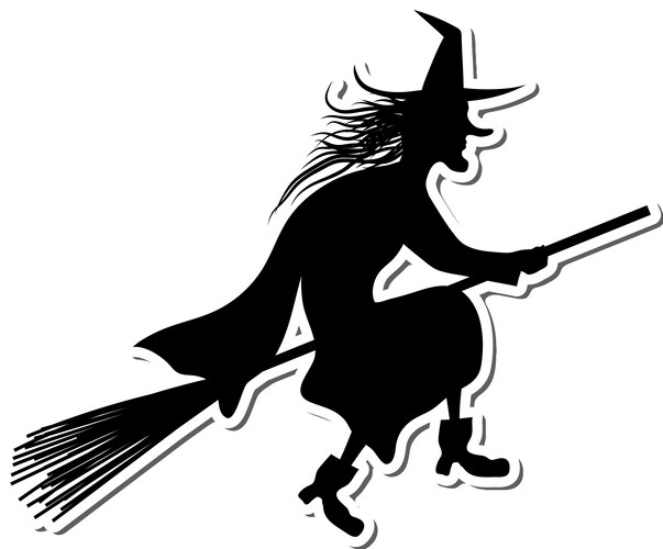 witch on broomstick sticker vector image