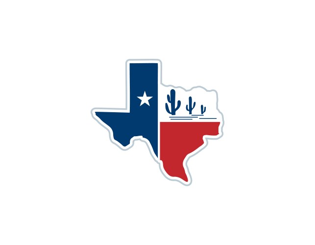 Texas state map flag logo design template vector image