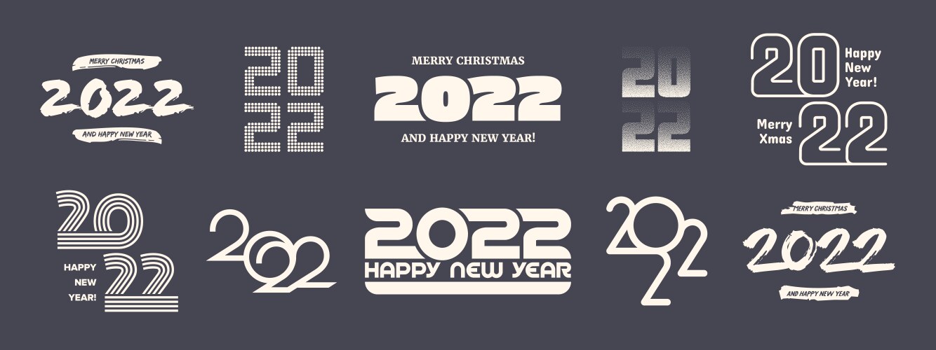 2022 happy new year logo different typography vector