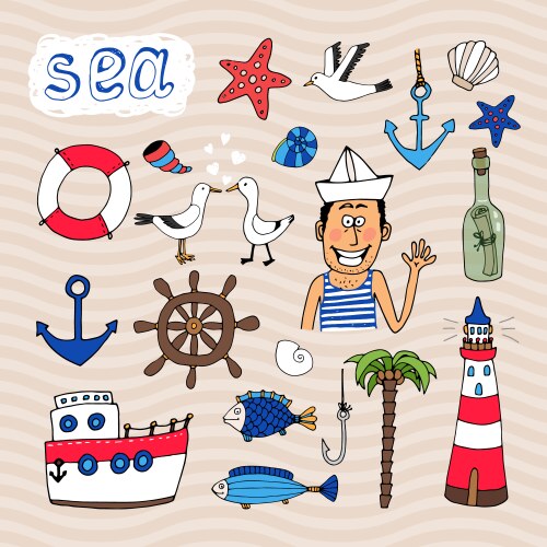 Retro hand drawn toys Royalty Free Vector Image