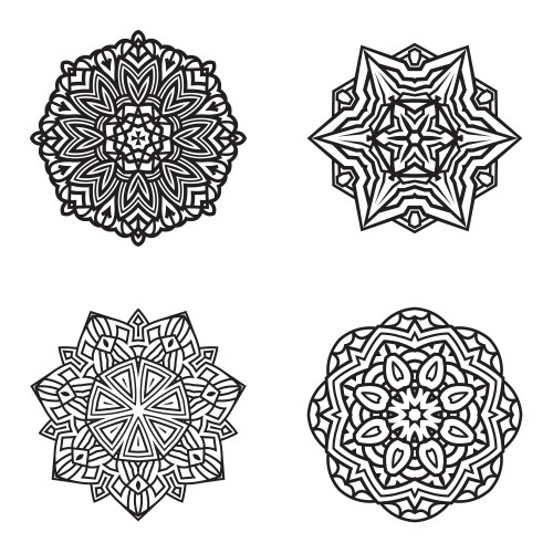 Set bundle black and white mandala element Vector Image