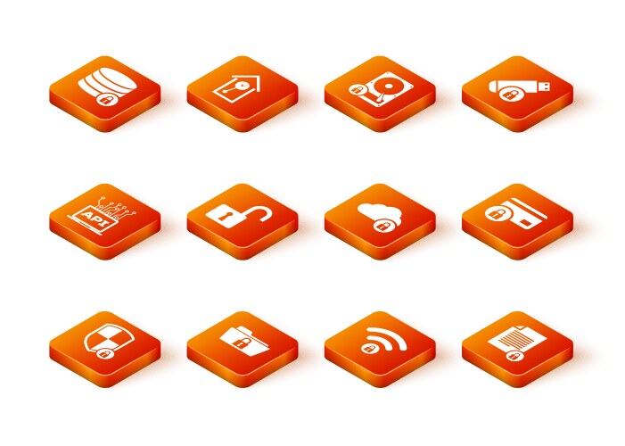 Set shield security with lock folder and computer vector image