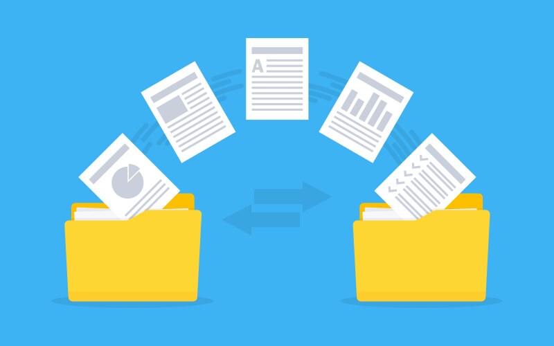Files transfer copy data exchange backup vector image
