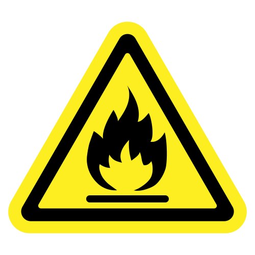 Fire warning sign in yellow triangle flammable Vector Image