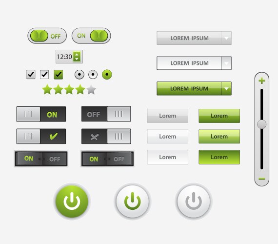 Set of flat design ui and ux elements for website vector image