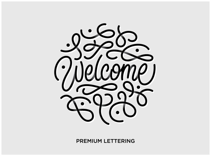 Handwritten lettering of welcome whit flower Vector Image
