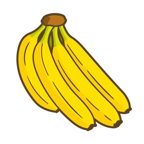 Yellow Banana Flat Illustration Vector Image