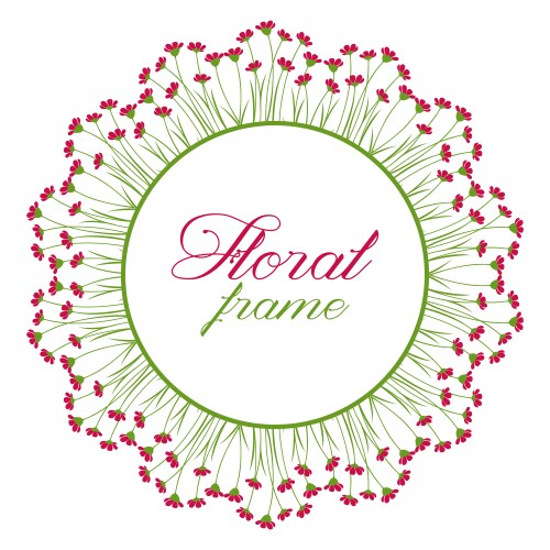 Pink floral round frame Royalty Free Vector Image