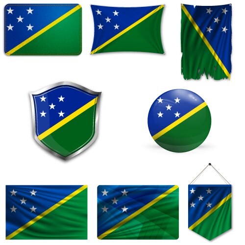 hand drawn sketch flag solomon islands vector