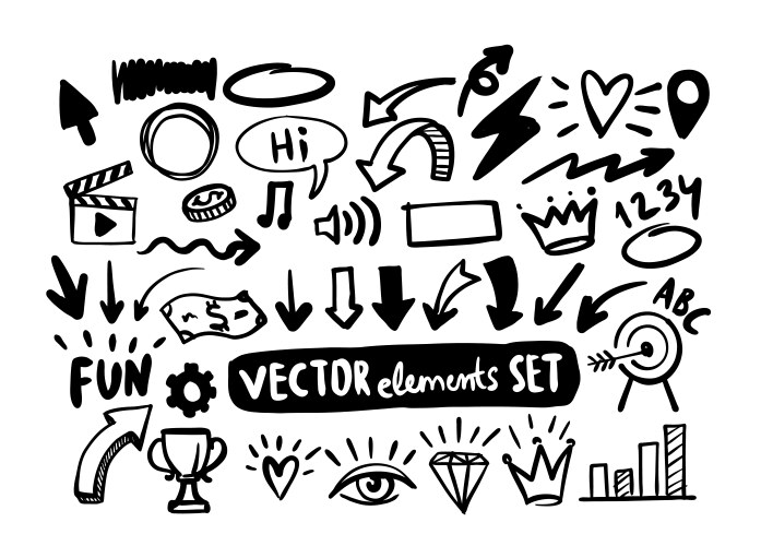Hand drawn 3d alphabet Royalty Free Vector Image