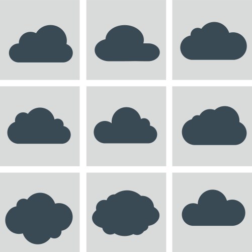 Black cloud icons set Royalty Free Vector Image