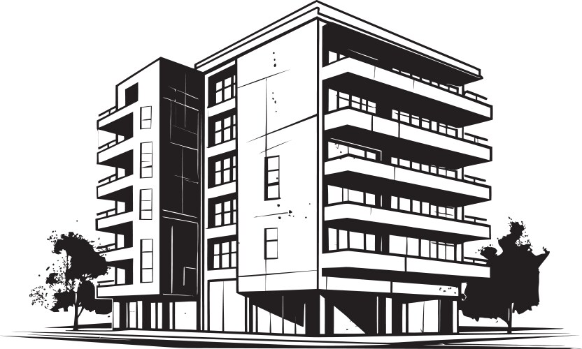 Ebony Urban Development Design Building Royalty Free Vector