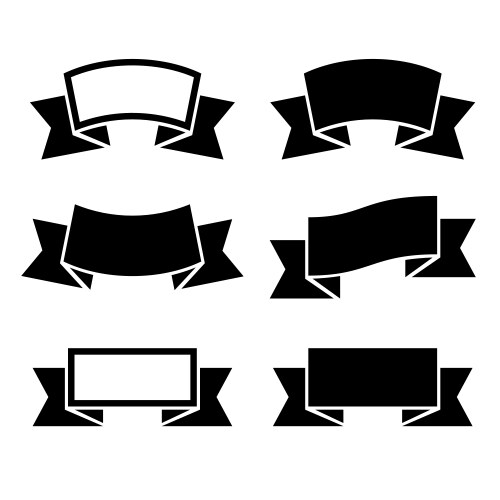 Black ribbon icons set Royalty Free Vector Image
