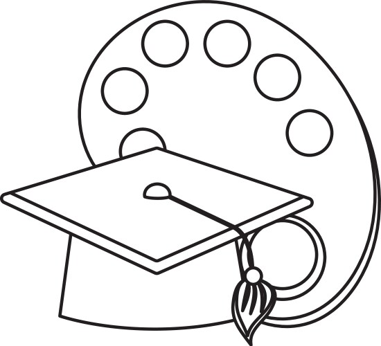 Line art palette object with cap graduation design Vector Image