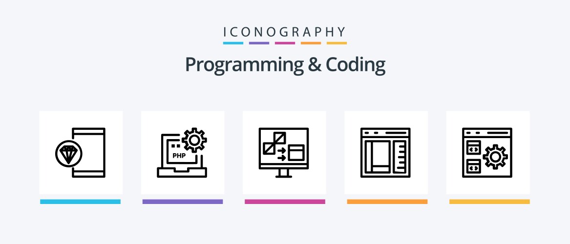 Programming and coding line 5 icon pack including vektorbild