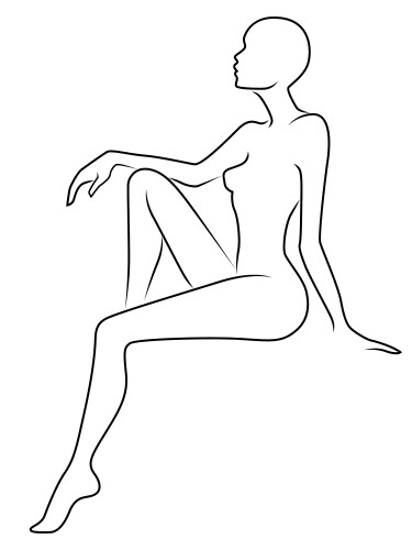 Elegant Black Sitting Woman Outline Vector Image