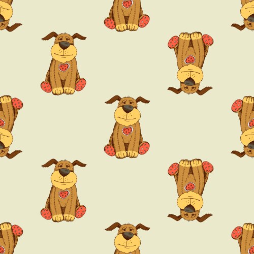 pattern with cartoon dog vector image