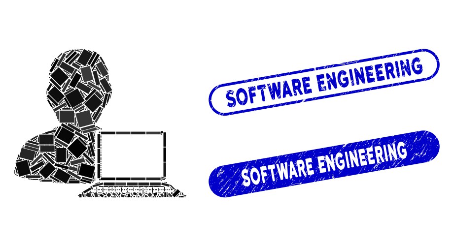 Rectangle mosaic computer programmer with grunge vektorbild