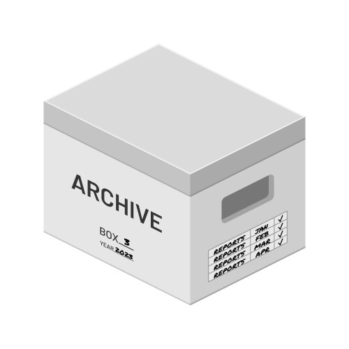 White isometric archive office box storage flat vector image