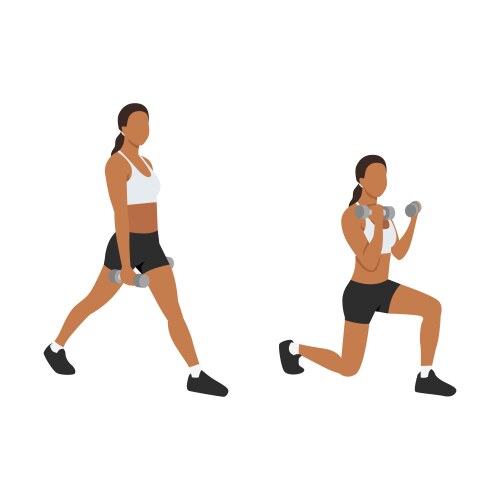 Basic rgbwoman doing dumbbell bicep curls Vector Image