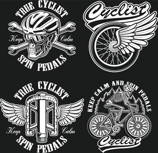 Vintage Bicycle Logos - Black & White Vector Image