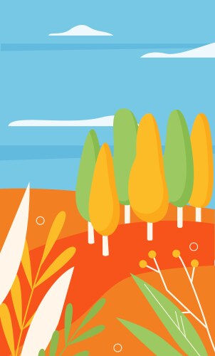 Abstract autumn simple landscape with river Vector Image