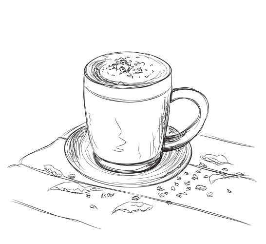 Coffee Sketch on Table Vector Image