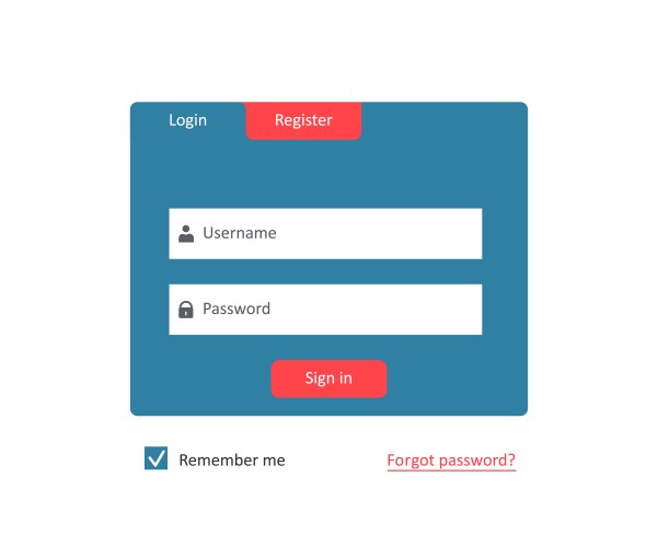 Login and register form Royalty Free Vector Image