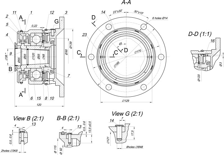 Bearing Sketch - Engineering Detail Drawing Vector Image