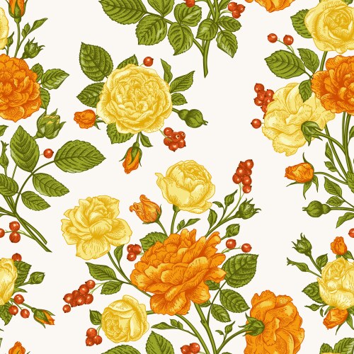 Elegant seamless floral pattern with fall flowers Vector Image