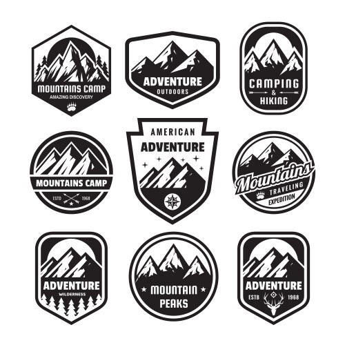 Outdoor Adventure Badge Set Vector Image