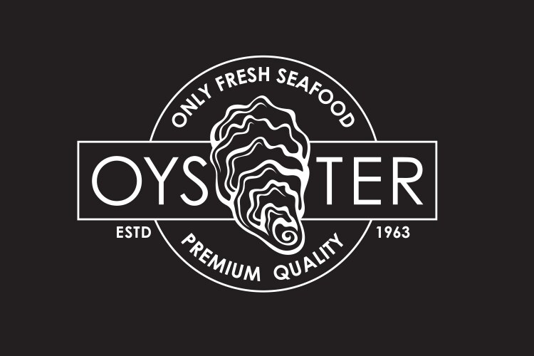 Oyster shell emblem vector image