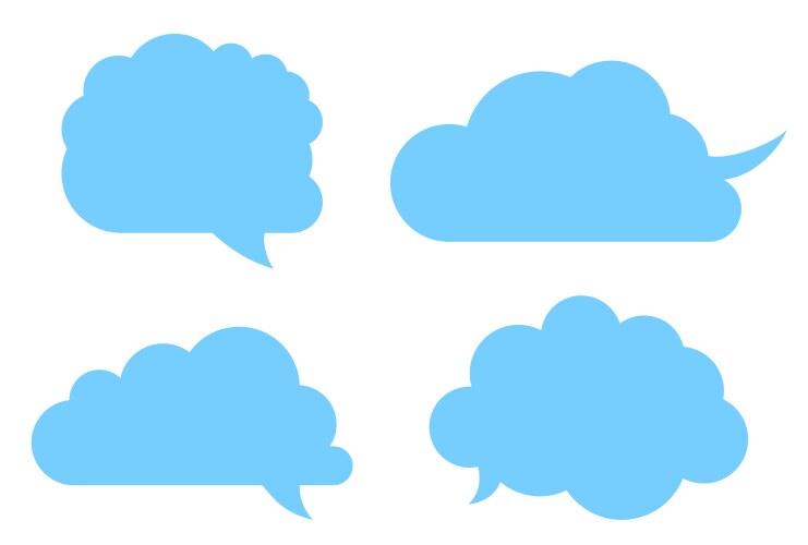 Dark gray cloud speech bubbles set Royalty Free Vector Image