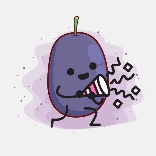 Java plum fruit cute character with simple face vector image