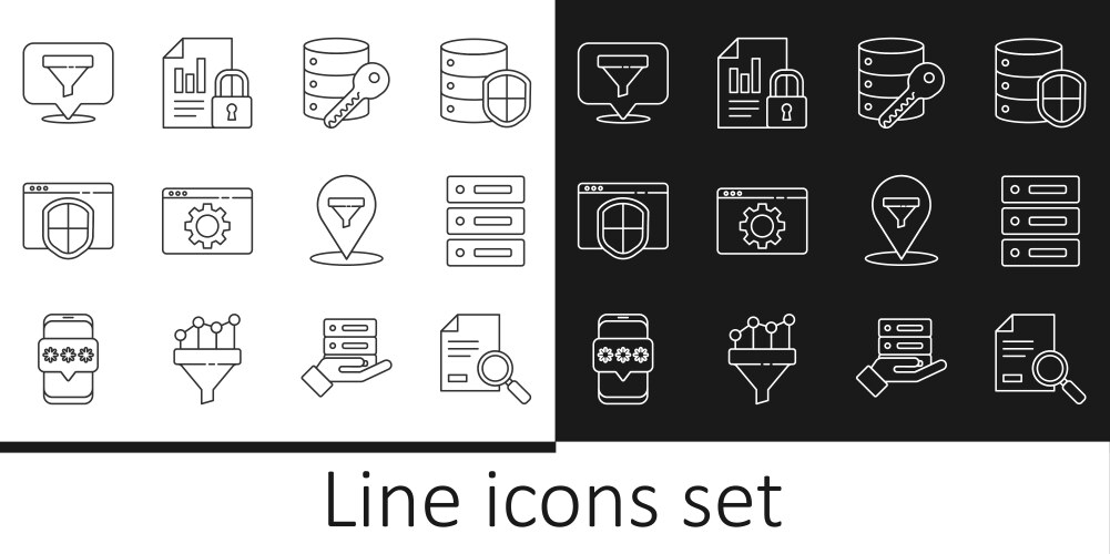 Set line document with search server data web vector image