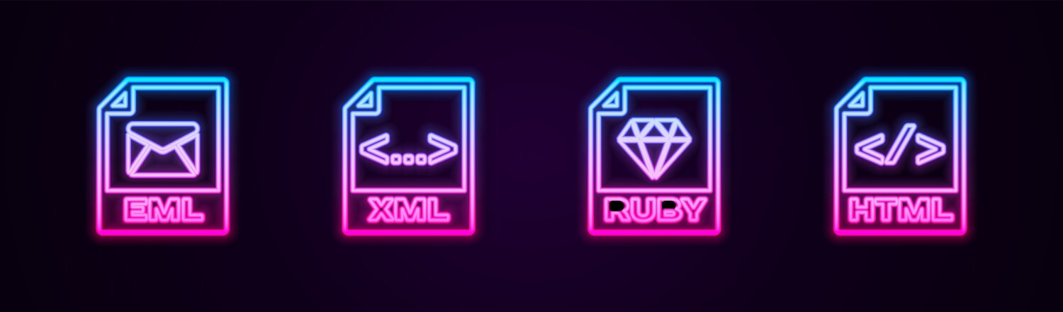Set line eml file document xml ruby and html vector image