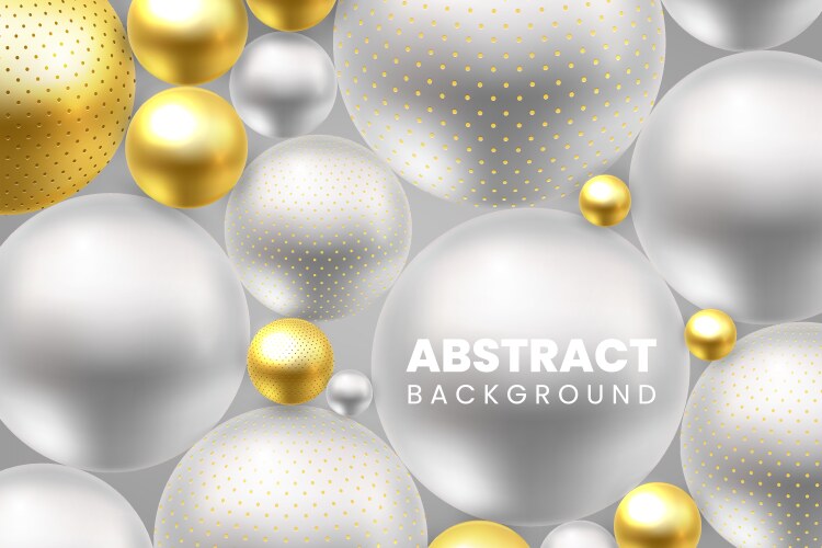 3d golden jewellery balls white pearls abstract vector