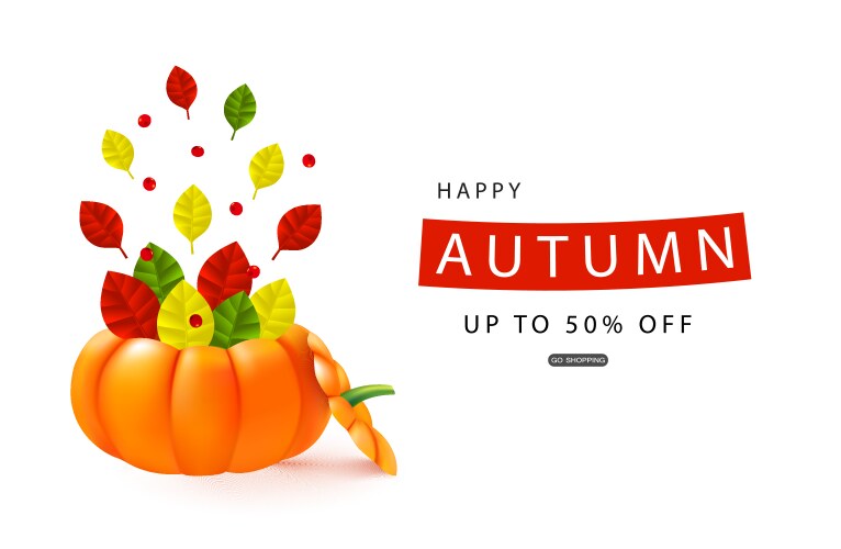 Autumn sale banner template with pumpkin Vector Image