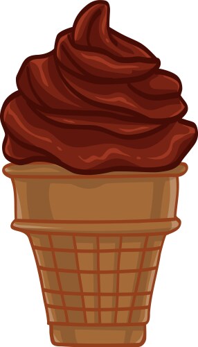 Chocolate ice cream waffle cone sundae Vector Image