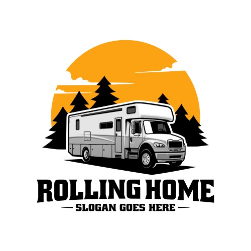 Rv camper van motor home logo Royalty Free Vector Image
