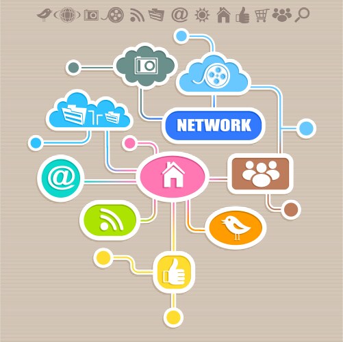 Flat line social media and network concept Vector Image