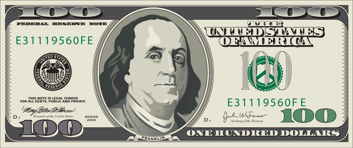 100 dollar bill vector image