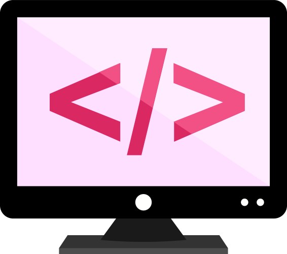 Coding on screen flat multi color vector image