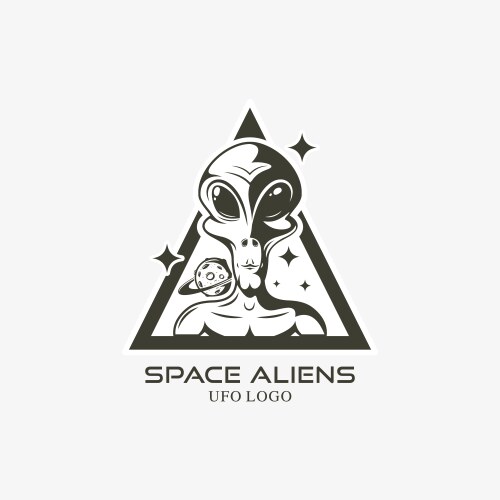 Alien spaceship monochrome emblem Royalty Free Vector Image